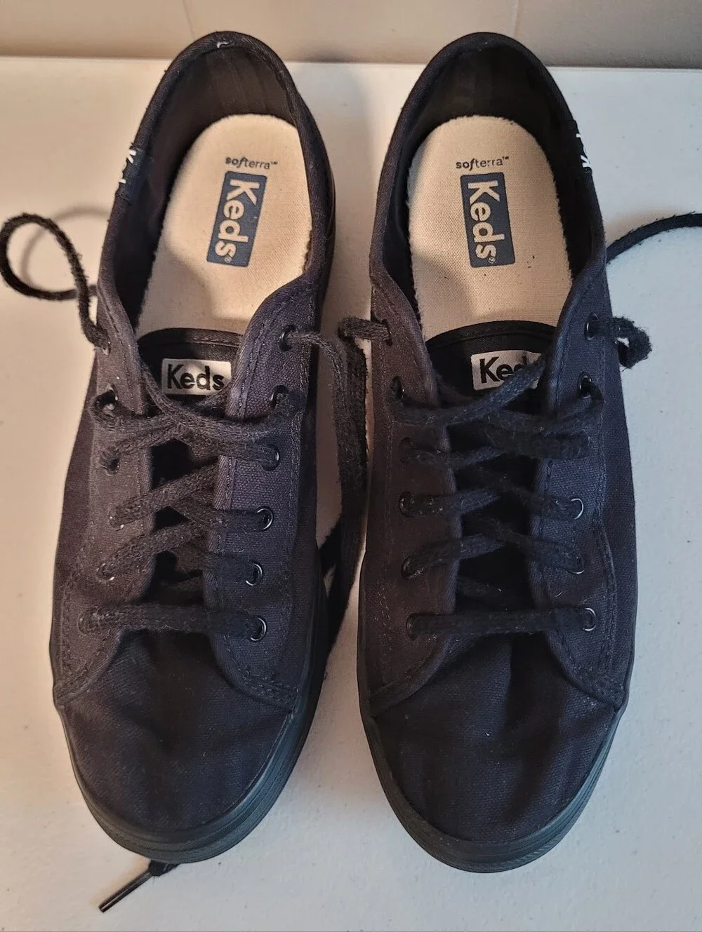 Keds Womens Canvas Low Top platform Sneakers Rubber Outsole WF64855 7.5 Black